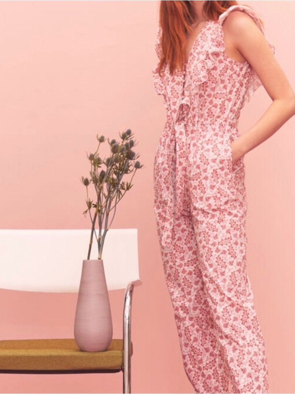 100% Cotton Jumpsuit Paisley Romantic Ruffle - Picture 2 of 11